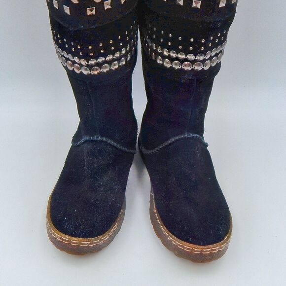 Bearpaw SILVERTHORNE Black Winter Suede Snow Boots Sz 7 Lace Up Insulated - Picture 2 of 14